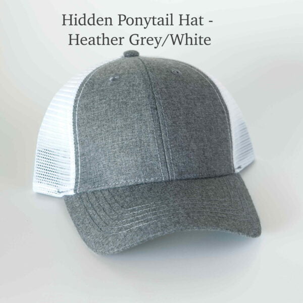 Hidden Ponytail Hat - Heather Grey/White