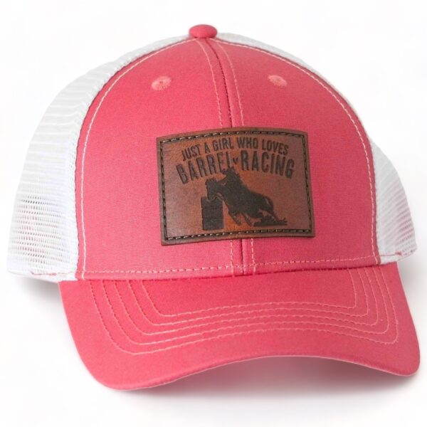 Just a Girl who Loves Barrel Racing Leather Patch Hat