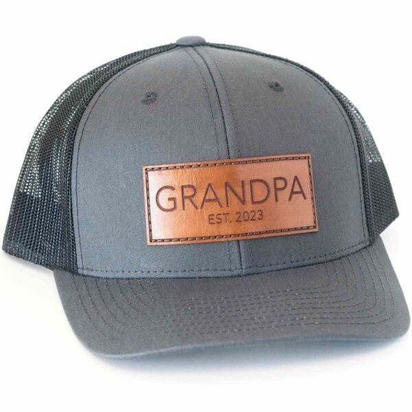 Grandpa Est. 2023 Leather Patch Hat