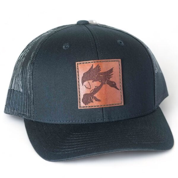 Hunting Dog and Duck Leather Patch Hat