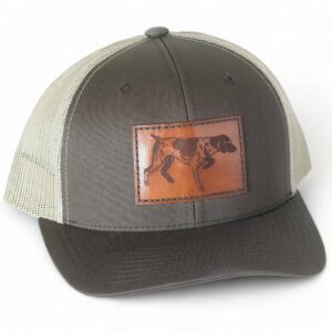 Pointer Hunting Dog Leather Patch Hat