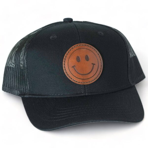 Smiley Face Leather Patch Hat - Youth & Infant