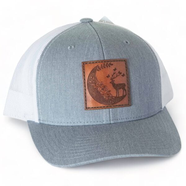 Deer & Moon Leather Patch Hat