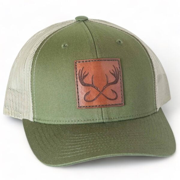 Antler & Fish Hook Leather Patch Hat