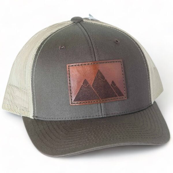 3 Mountain Peaks Leather Patch Hat