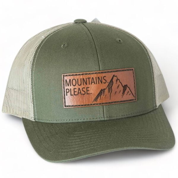Mountains. Please. Leather Patch Hat