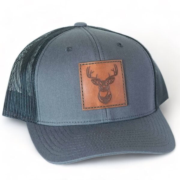 Deer / Buck Head Leather Patch Hat