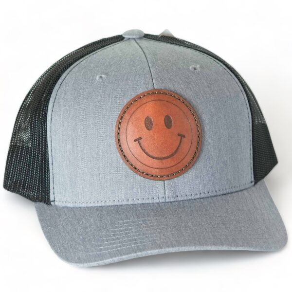 Smiley Face Leather Patch Hat