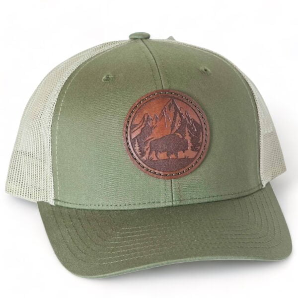 Buffalo / Bison Leather Patch Hat